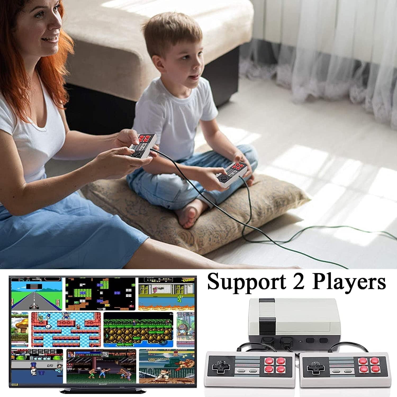 Retro Machines Built in 620 Video and 2 Controllers, Mini Video Controllers Plug and Play TV with AV Output, 8-Bit Video System, Children's Gift