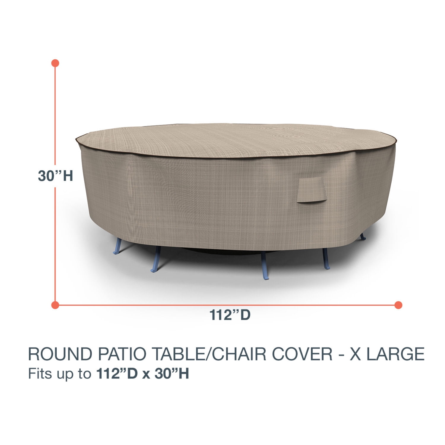 Budge Black Ivory StormBlock™ Mojave Round Patio Table and Chairs Combo Cover - 112 diam. x 30H in.