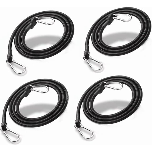 Naisfei Bungee Cords with Carabiner,4 Pack Heavy Duty Bungee Cords with Carabiner Clip Outdoor,with Carabiner Hooks for Camping, Tarps, Bike Rack, Tent