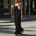 thumbnail image 6 of Gamivast Wide Leg Jumpsuit for Women with Pockets Sleeveless Spaghetti Strap Loose Fit Ruffle Hem Casual Romper Overalls Black XL, 6 of 8