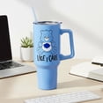 thumbnail image 2 of Silver Buffalo Care Bears Grumpy Bear Like I Care - Vaso de acero inoxidable con mango y pajita, se adapta a portavasos estándar, 40 onzas, 2 of 9
