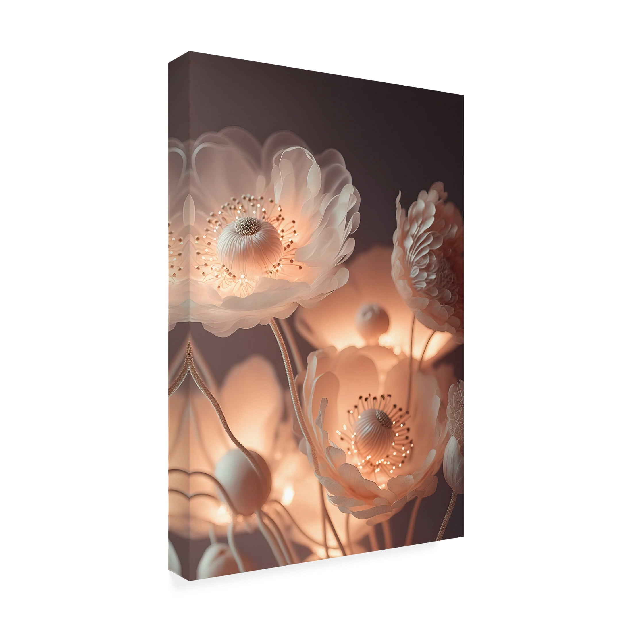 Canvas Wall Art - Treechild 'Glowing Flowers' Wall Art for Living Room, Bedroom, or Office D?cor by Trademark Fine Art - 16 x 24 Inches