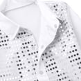 thumbnail image 6 of TiaoBug Kids Boys Shiny Sequins Long Sleeve Shirt Jazz Latin Street Dance Disco Party Top with Hat White 11-12, 6 of 7