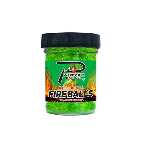 Pautzke PFBLS/CHT/GAR Fire Balls 1.65oz, Chartreuse/Garlic, Fire Balls, Chartreuse/Garlic