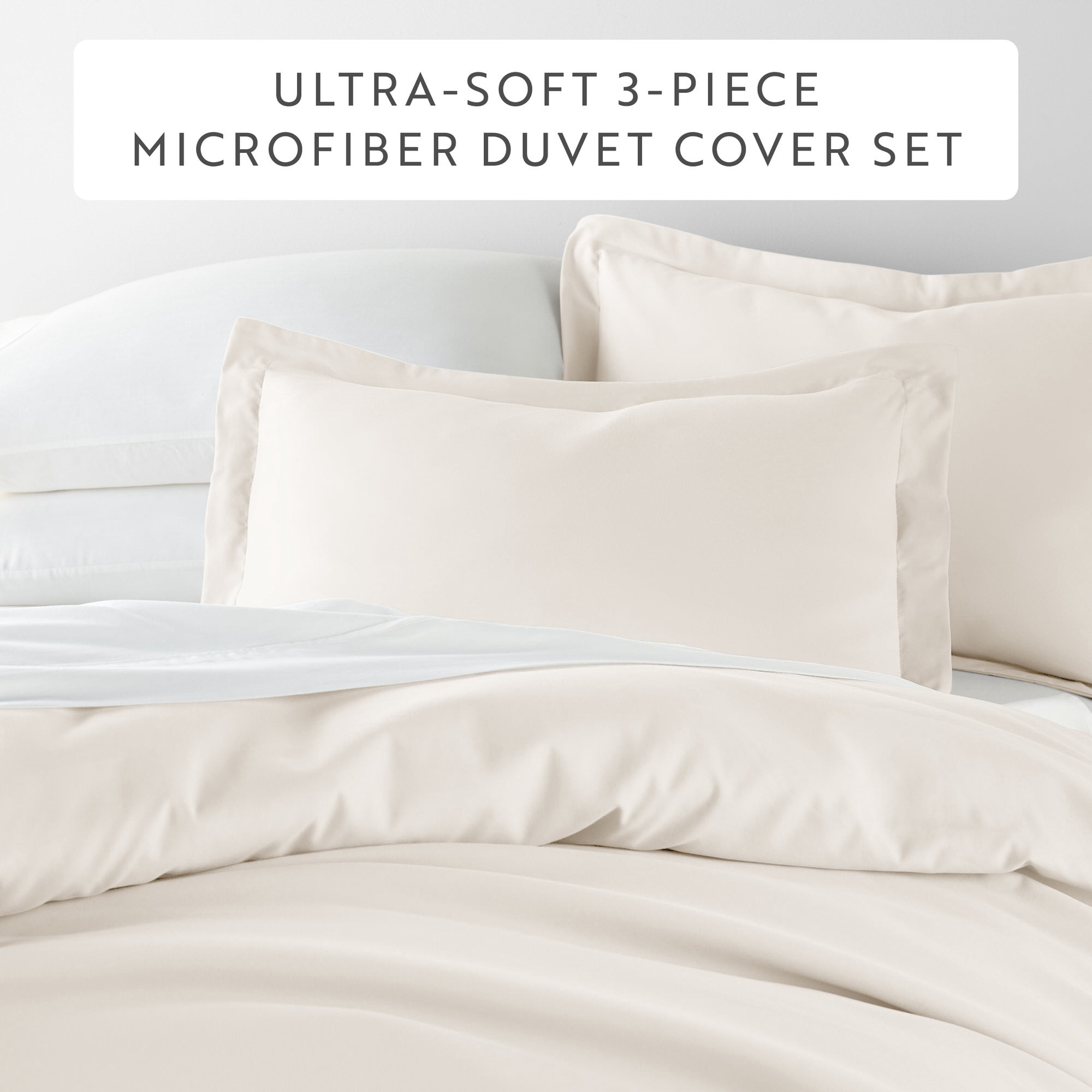 Ultra Soft & Breathable - Duvet Cover Set - King/Cal-King Ivory Bedding by Comfort Canopy