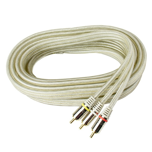 Skywalker Signature Series Brand — HQ Premium Triple RCA Audio/Video Cable (12ft, Clear)