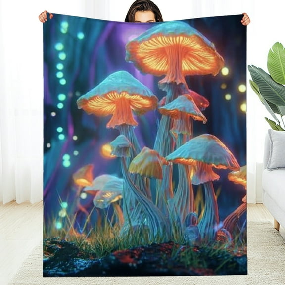 Creowell Trippy Mushroom Blanket Gifts Weed  Throw Blankets for Home Decor Couch Bed Sofa Soft Fuzzy Lightweight for All Season   30*40in
