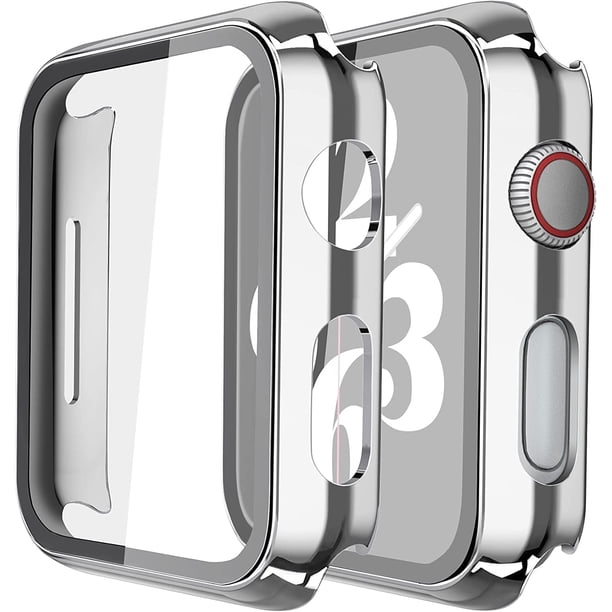 Misxi Paquete de 2 Estuches Rígidos para PC con Protector de Pantalla de Vidrio Templado Compatible con Apple Watch SE Series 6 Series 5 Series 4 40 mm - Negro