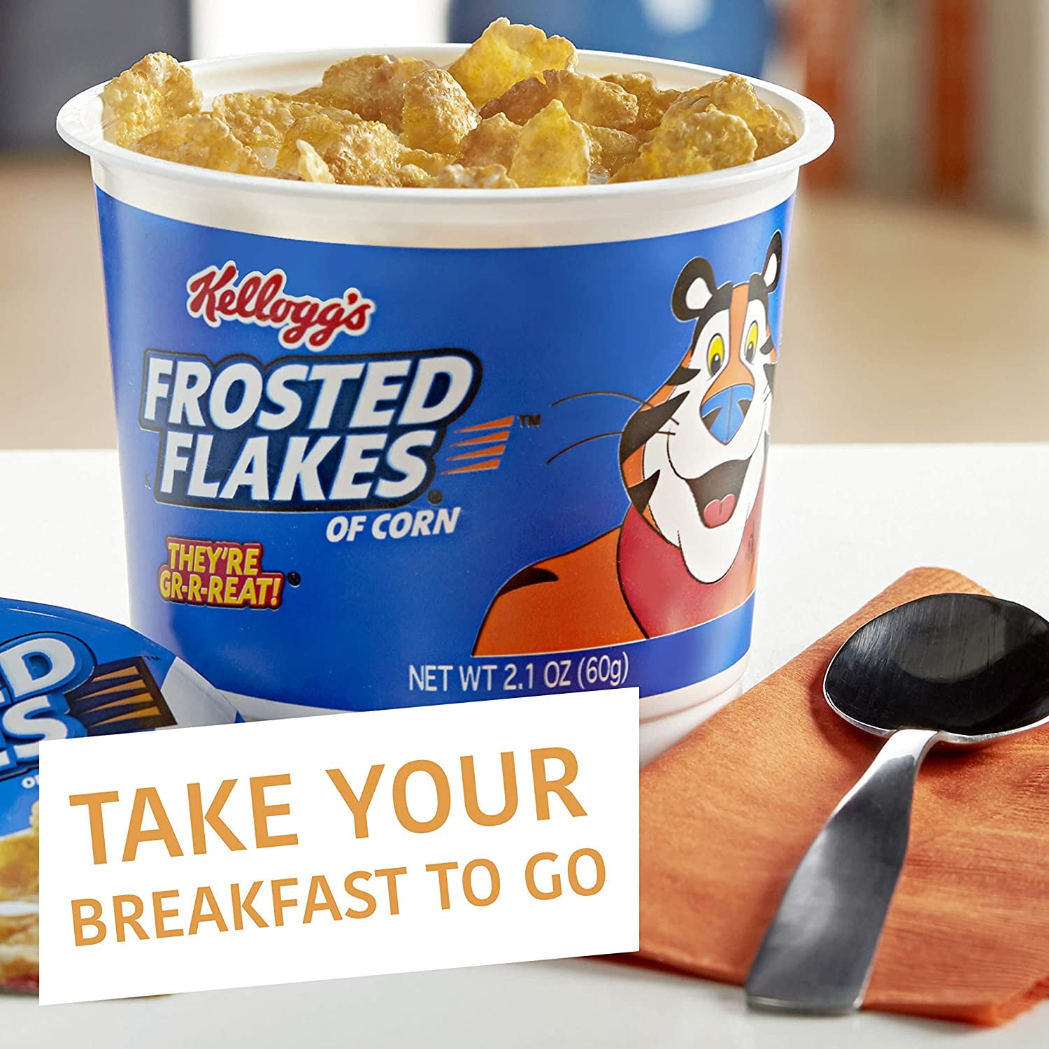 Kellogg’s Frosted Flakes Delicious Breakfast Cereal Cups,8 Vitamins and Minerals, Kids Snacks, Original, 2.1 Oz, Grab and Go Convenience Cups (6 Pack)
