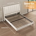 thumbnail image 4 of Tomnk woo Queen Size Bed Frame with Tall Wingback Headboard, Wooden Slats, Easy Assembly, Beige, 4 of 7