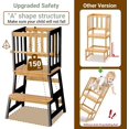 thumbnail image 3 of Kids Kitchen Step Stool Helper Baby and Toddler Multi-Function Step up Nursery Helper Stand with Safety Rail in Natural Bamboo, Strong and Lightweight (Black), 3 of 16