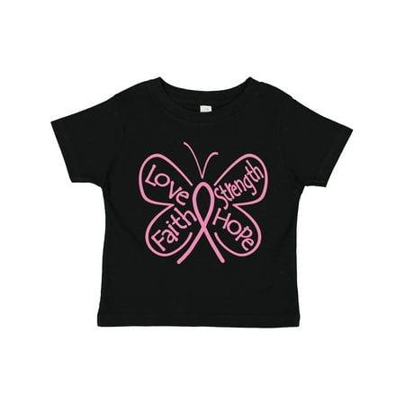 

Inktastic Breast Cancer Butterfly Inspiring Words Gift Toddler Toddler Girl T-Shirt