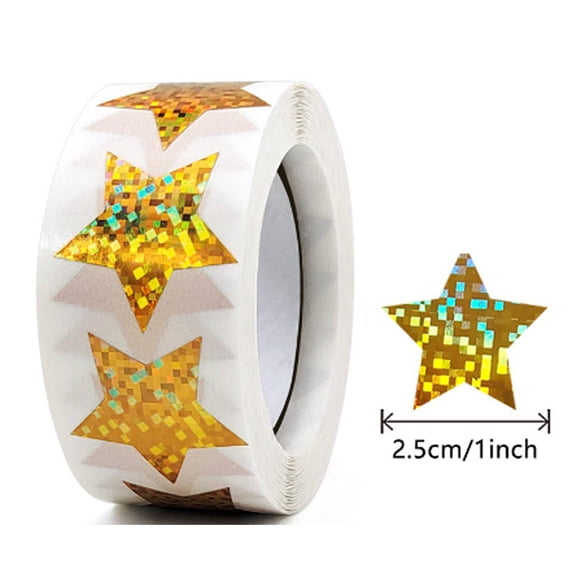 CCOCC 500 Pcs Stickers Odorless Star Stickers for Kids Classroom Self Adhesive Glitter Sparkly Star Sticker Pixel Gold 1"