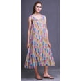 thumbnail image 2 of Bimba Gris Pâle14 Plume Coloré Mi-Mollet Vêtement de Nuit Femme Coton Imprimé Sans Manches Robe de Nuit Maxi XXX-Large, 2 of 6