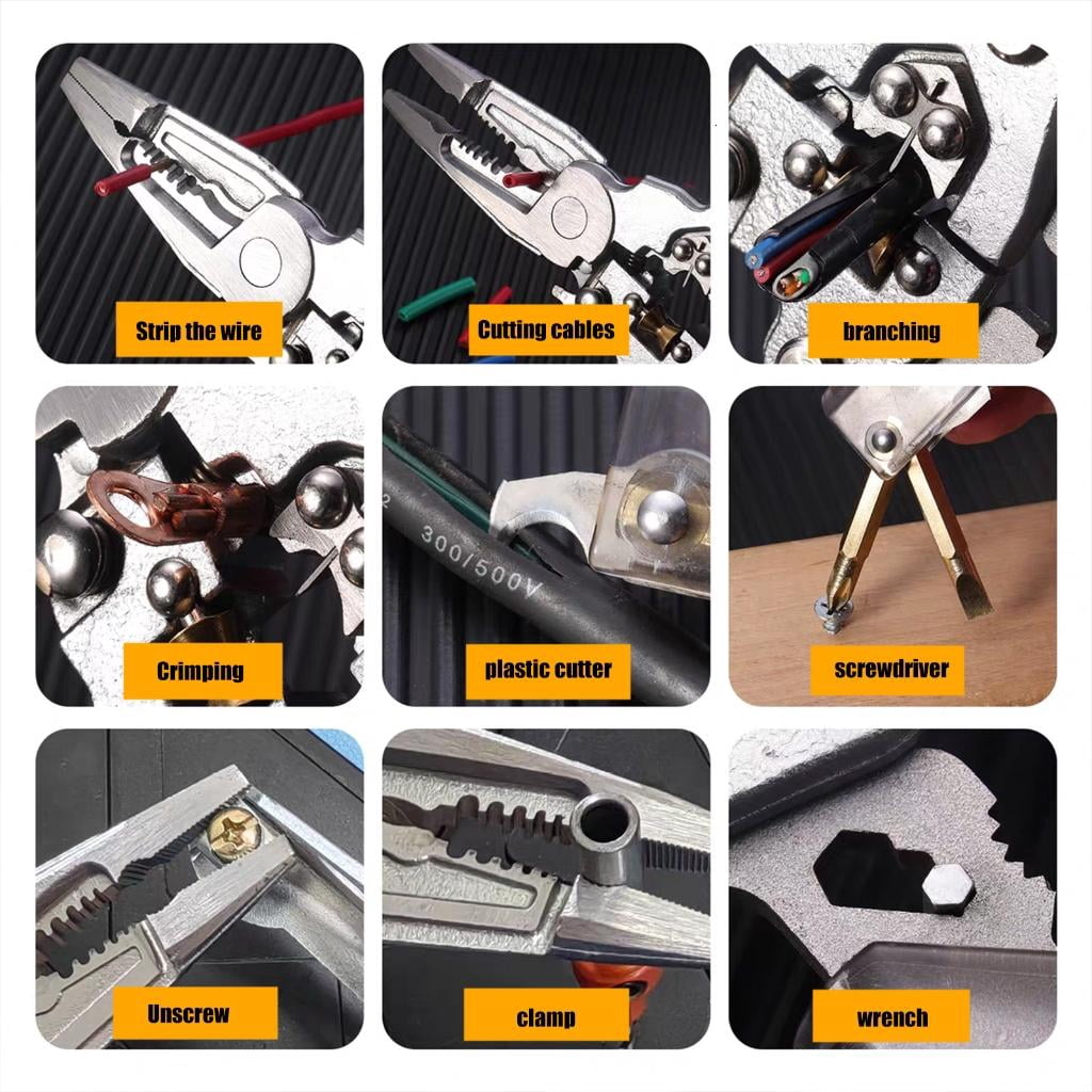 CEORPER Wire Stripper 9 in 1 Wire Stripping Pliers for Cutting and Pulling Wires with Electricity Measurement Function