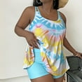 thumbnail image 4 of Plus Size Swimsuit for Women Summer Fashion Beach Tie Dye Printed Vest Shorts Split Plus Size Tankini Swimwear Blue, 4 of 4