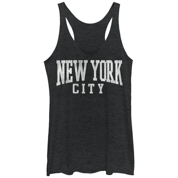 Women's CHIN UP Classic New York City Racerback Tank Top Black Heather Small