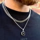 thumbnail image 2 of Collares con inicial de A-Z cuadrado para hombre, colgante geométrico de acero inoxidable con caja, Collar de cadena de cuerda, joyería de regalo, 2 of 4