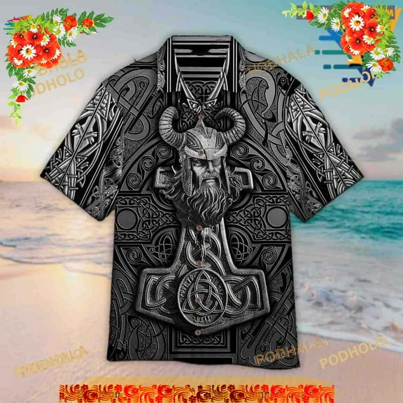 Viking Black Warrior Hawaiian Shirt, Tropical Shirt For Women