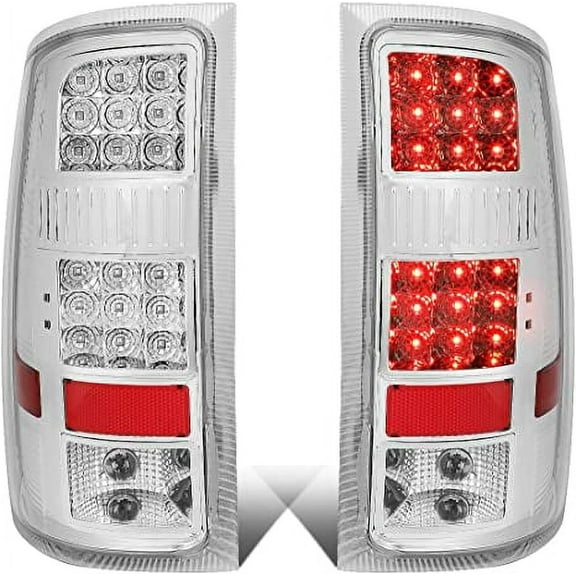 DNA Motoring TL-GMCSIE07-LED-CH-CL Full LED Tail Light Chrome/Clear [For 07-14 GMC Sierra] Fits select: 2007 GMC NEW SIERRA