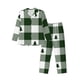 thumbnail image 1 of Balery Green White Lumberjack Plaid Pijama para Hombre de Dos Piezas con Manga Larga, Conjunto de Dormir y Descanso Suave con Bolsillos-Medium, 1 of 7