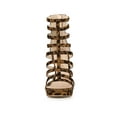 thumbnail image 6 of BLISSFUL STEP Women's Open Toe Platform Stiletto Heel Cage Heeled Sandals Leopard 9, 6 of 7
