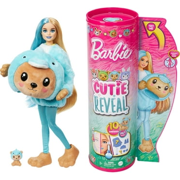 Barbie Cutie Reveal Costume-Themed Series Doll & Accessories with 10 Surprises, Teddy Bear as Dolphin