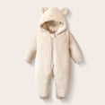 thumbnail image 2 of Bxsruta Baby Fleece Jumpsuit Hooded Romper Bear Ear Design One Piece Winter Outfit, 2 of 7