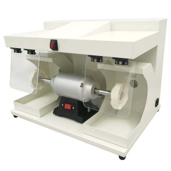 Dental Lab Polisher Double Position Polishing Machine for Jewelry Casting with Lighting & Vacuum Tube