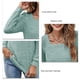 thumbnail image 4 of Camiseta plisada de color puro para el trabajo y las compras: verde guisante, XL Top de manga larga con cuello cuadrado de moda, 4 of 5