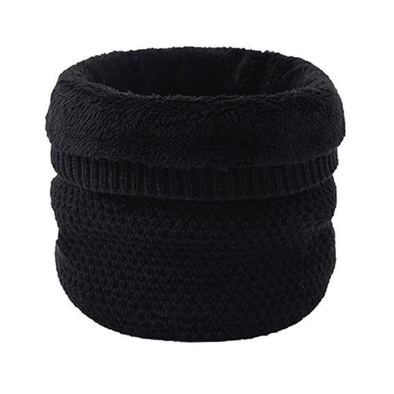 Prolriy Neck Warmer Acrylic Scarf Warm Fleece Neck Sleeve High Neck Thickened Wool Single Loop Sleeve Scarf for Women Black
