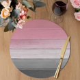 thumbnail image 3 of Pink Gray Round 15 Inch Placemats Set of 6, Vintage Country Gradient Wooden Plank Line HeatResistant Non Slip Place Mats for Dining Table, Wipeable Braided Kitchen Table Mats for Housewarming, 3 of 9