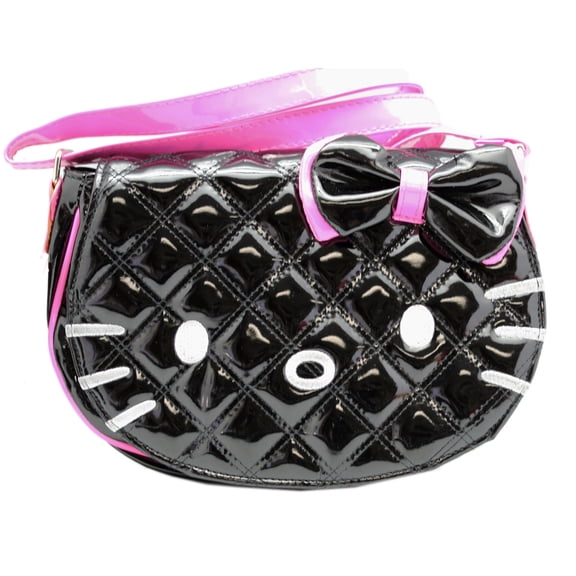 Hello Kitty by Sanrio Women's Black Patent Leather Crossbody Handbag, Black