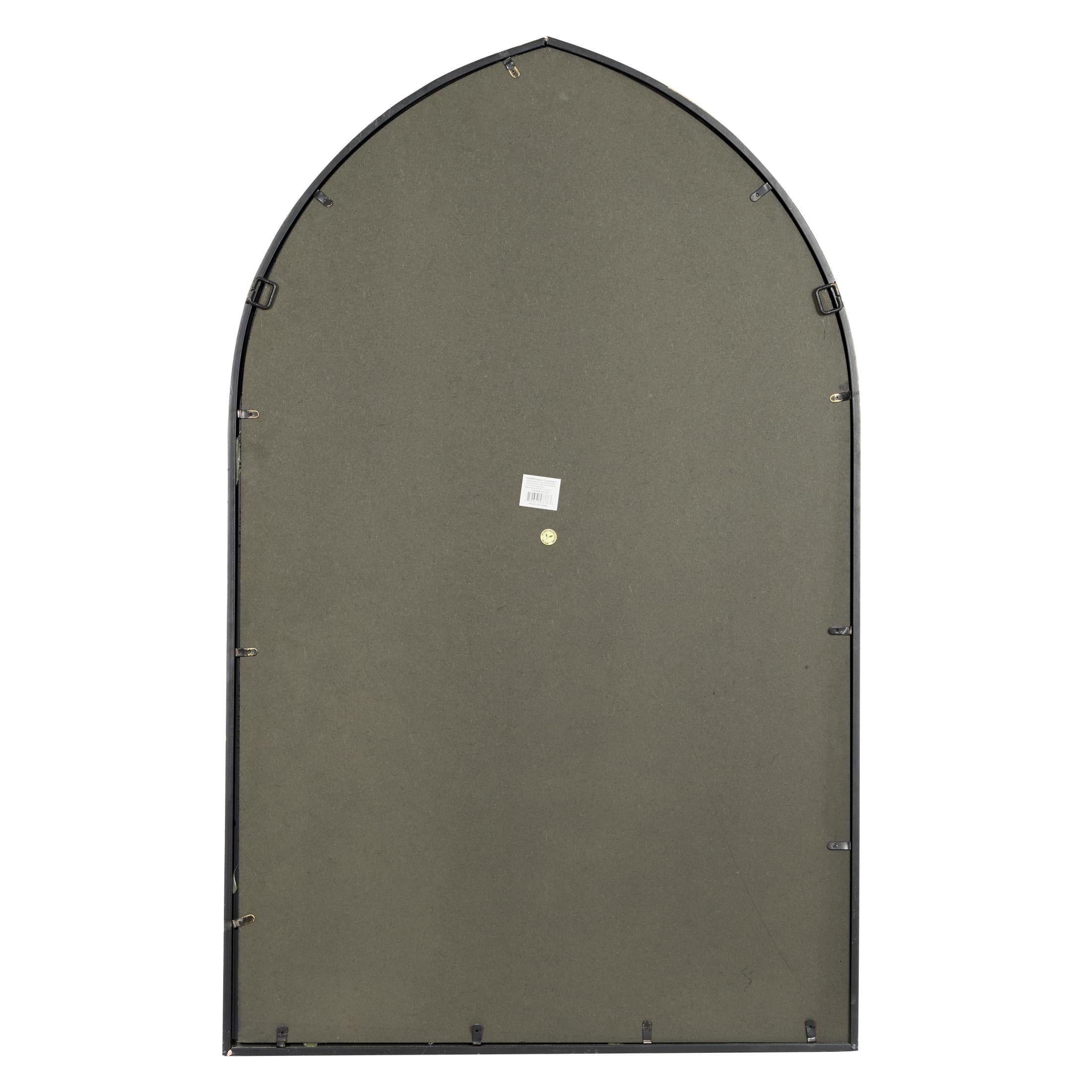 DecMode 30" x 48" Black Arched Window Pane Wall Mirror