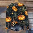 thumbnail image 4 of FDGIU Women's Loose Cute Crewneck Pullover, Halloween Graphic Tees for Women, Pumpkin Long Sleeve Tops, Soft Breathable Casual Top，Oversized Hooded Sweatshirts Fall, 4 of 6