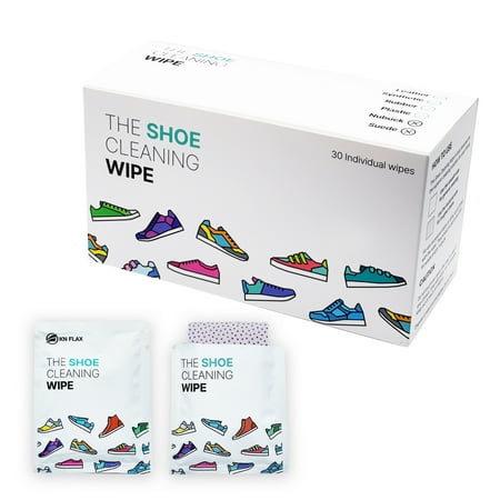 

The Shoe Cleaning Wipe by [ KN FLAX ] Quick Sneaker Wipes (30 Count - Individually Packed) Dual Texture for Stubborn Scuff Dirt and Stain on Leather Rubber Sneakers & Boots; Easy to Use On-The-Go
