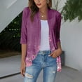 thumbnail image 3 of JULMCOMO Summer Shrugs for Women 3/4 Sleeve Light Weight Cardigan Women Lightweight Open Front Shrug Cardigan Floral Print Dressy Casual Thin Cardigans, 3 of 7