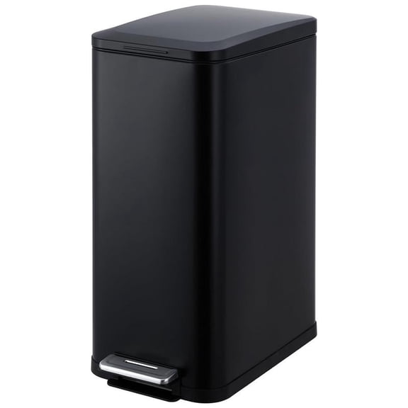 30L Kitchen Step Trash Can,8 Gallon Narrow Stainless Steel Waste Bin with Soft-Close Lid for Bathroom,Dining Room,Living Room,Black