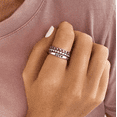 thumbnail image 2 of Slate and Tell Loving Hearts Ring Stack in Sterling Silver and Cubic Zirconia (Sizes 7), 2 of 2
