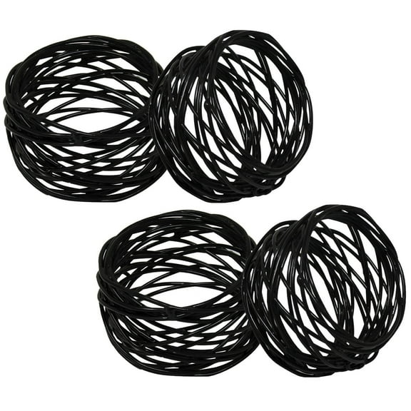 Rangeene Handmade Artisan Crafted Mesh Metal Dining Napkin Rings Black Set of 4