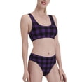 thumbnail image 2 of Daiia Purple Black Plaid printed 2 piece Swimsuit Bikinis for Women High Waisted Racerback Bathing Suits Summer Tummy Control Scoop Neck Swimwear-X-Large, 2 of 8