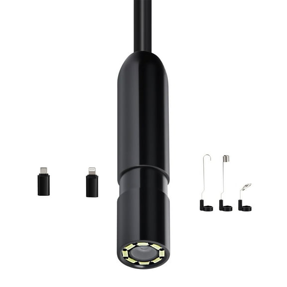 KFFKFF Endoscope Camera with Light, 1920P HD Borescope for Android & IOS, 8 LED Lights Inspection Camera with 10FT Semi-Rigid Cable, 2X Zoom, IP67 Waterproof Snake Scope for Automotive and Plumbing