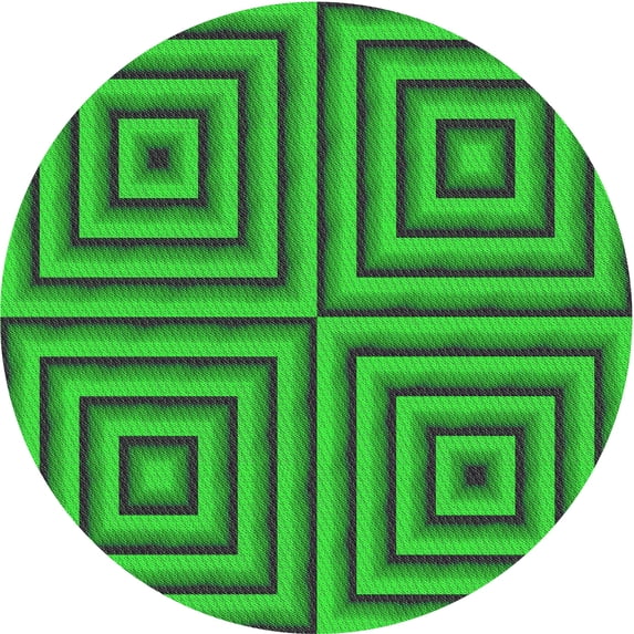 Ahgly Company Machine Washable Indoor Round Transitional Lime Green Area Rugs, 8' Round