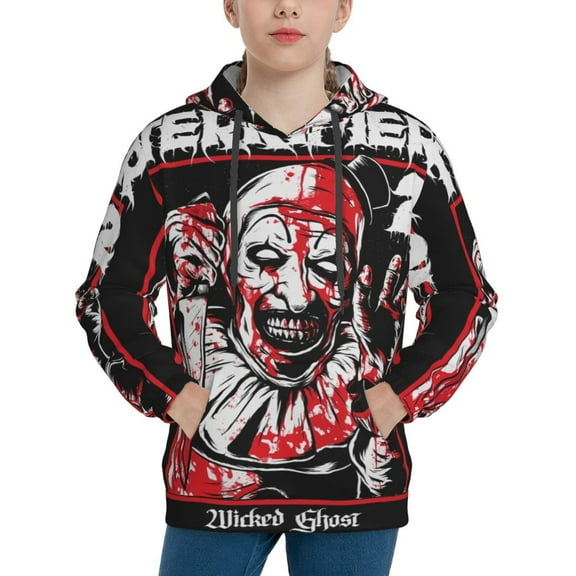 Art The Clown Hoodie Lightweight Pullover Halloween Graphic Hooded Sweatshirt for Teens with Pocket Small