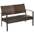 thumbnail image 1 of Outsunny Wicker Loveseat Patio Couch Outdoor Rattan Sofa w/ Quick Dry Foam, 1 of 10