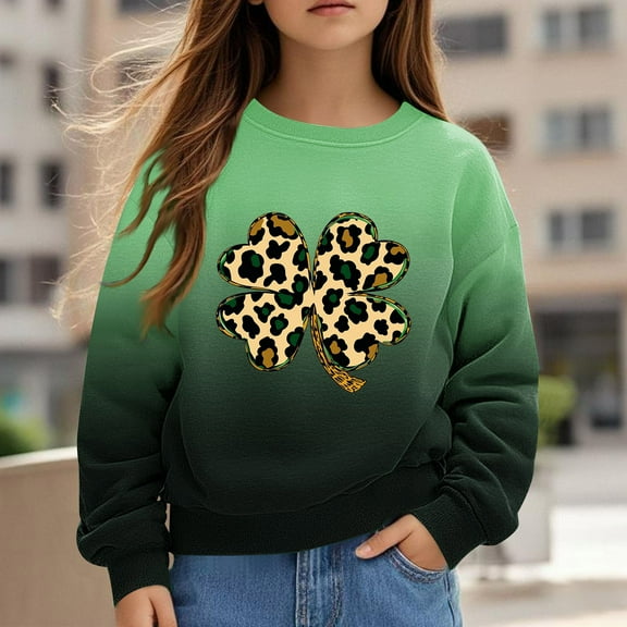 Oxodoi Girls Boys St. Patrick's Day Sweatshirt Toddler Kids Sleeve T-Shirt Winter Pullover Tops
