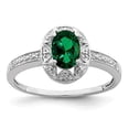 thumbnail image 3 of 925 Sterling Silver Rhodium-Plated Diamond and Created Emerald Ring Size 10, 3 of 6