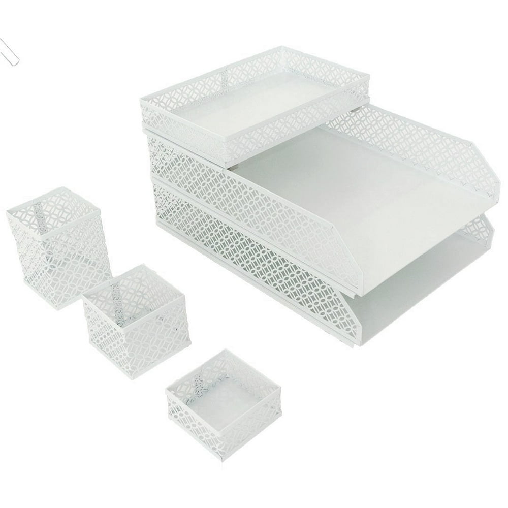 Blu Monaco Office Supplies White Desk Accessories for Women6 Piece