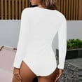 thumbnail image 5 of Long Sleeve Bodysuit For Women Solid Round Neck Long Sleeve Button Basic Slim Bodysuit Jumpsuits Outfits, 5 of 5