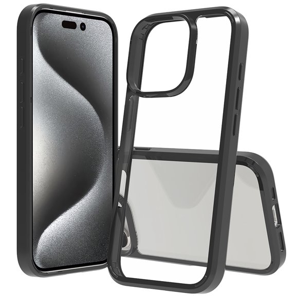 Allytechgroup iPhone 16 Pro Max Case Clear, Slim Fit Acrylic Transparent Shockproof Not-Yellowing Bumper Minimalist Phone Case for Apple iPhone 16 Pro Max, Black